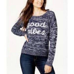 Ultra Flirt Womes Sweater Small GOOD VIBES Navy